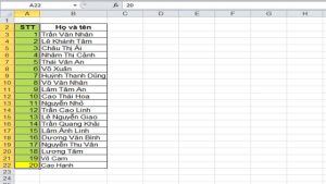 Tự động đánh số thứ tự cột trong Excel